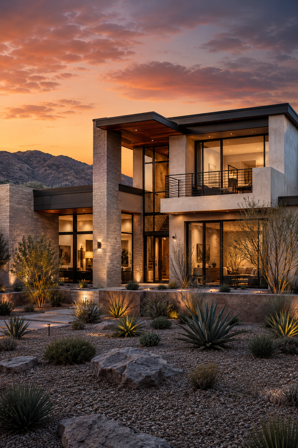 Contemporary Henderson home at sunset